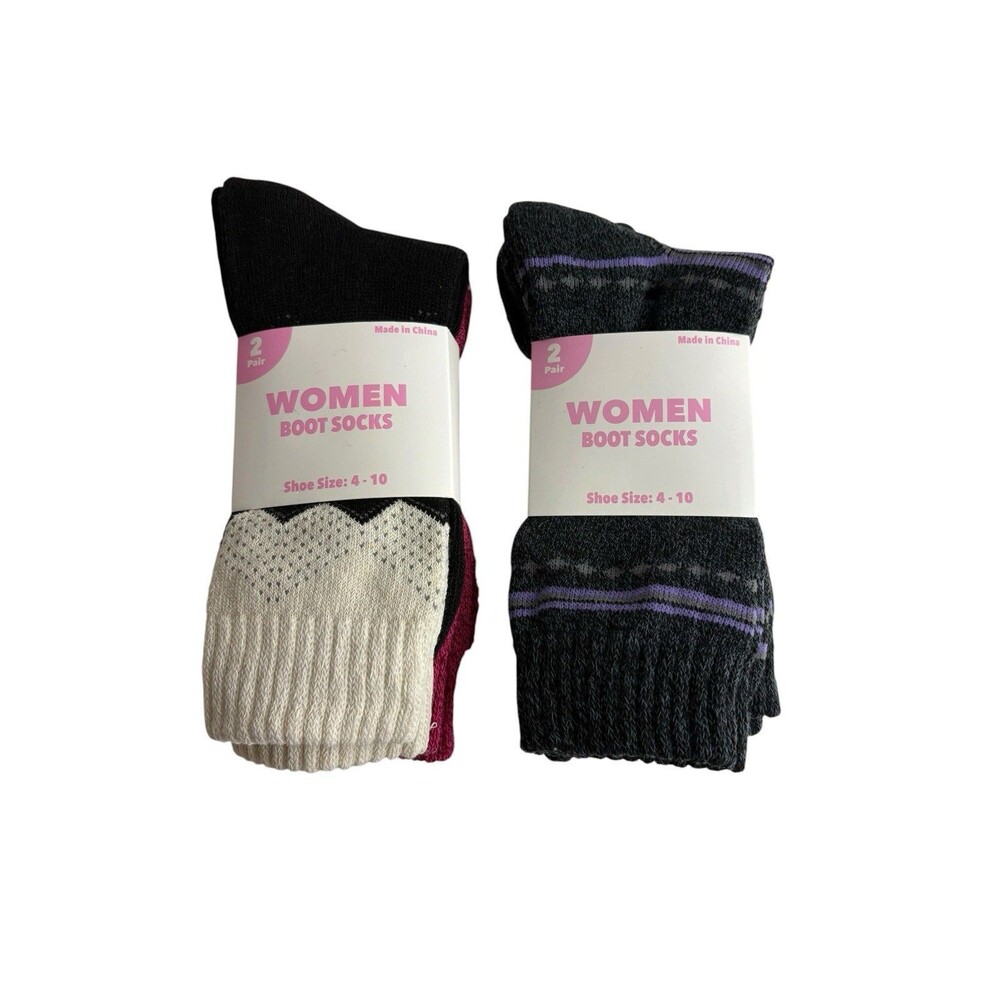 Womens Boot Socks  Ladies Textured Knit Size 4-10 Winter Warm Thermal Socks NEW